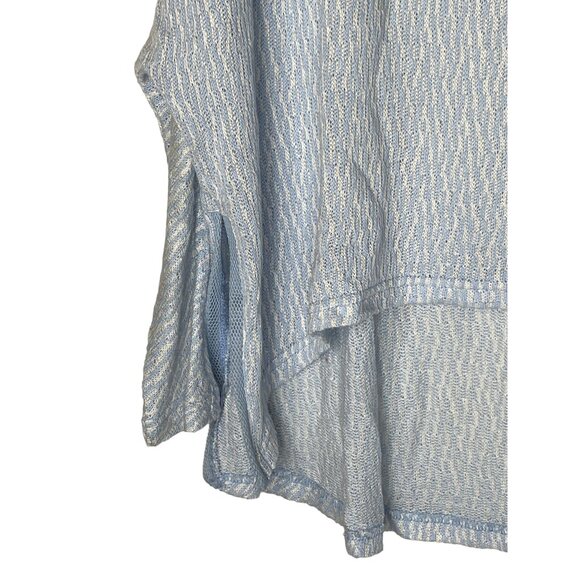 Anna Grace Oversized Knit Sweater Blue White Medium Layered Casual Fall - Picture 7 of 13